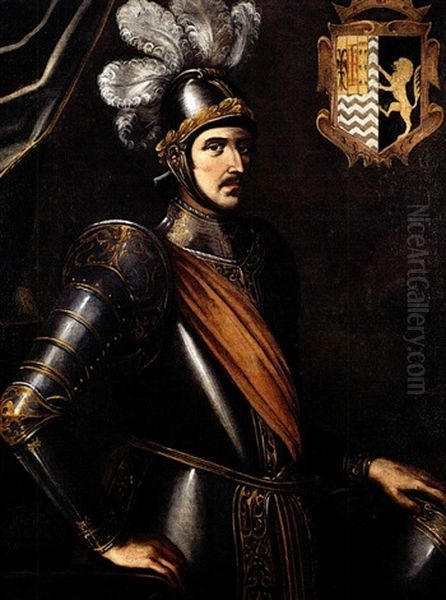 Leonardo Di Tocco, Duca Di Zacinto E Principe Di Acaia, In Armi Oil Painting by Carlo Sellitto