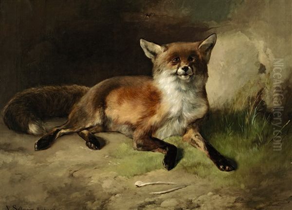 Fuchs Und Wespe Oil Painting by Ludwig Sellmayr