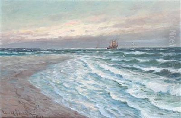 Beach Scene From Skagen by Conrad Hans Selmyhr