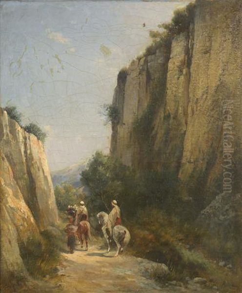 Cavaliers Dans La Montagne Oil Painting by Honore Boze