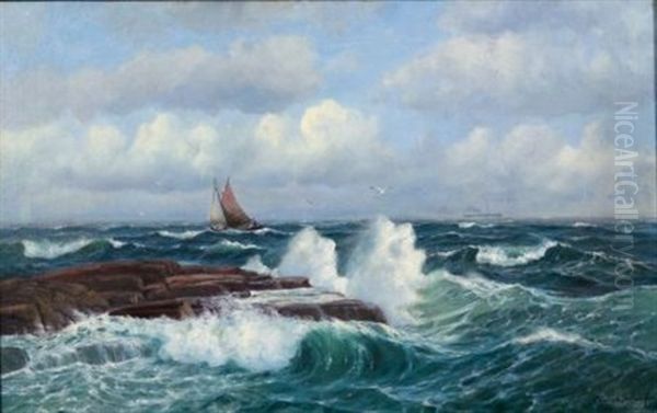 Coastal View Oil Painting by Conrad Hans Selmyhr