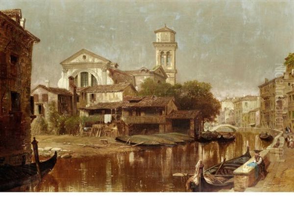 Venetian Backwater Oil Painting by Henry Courtney Selous