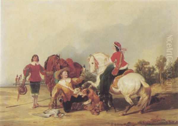 The Hawking Party Oil Painting by Henry Courtney Selous