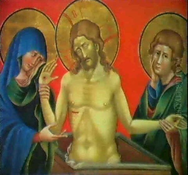 Christ Au Tombeau Entre La Vierge Et Saint Jean             L'evangeliste Oil Painting by Nicoletto Semitecolo