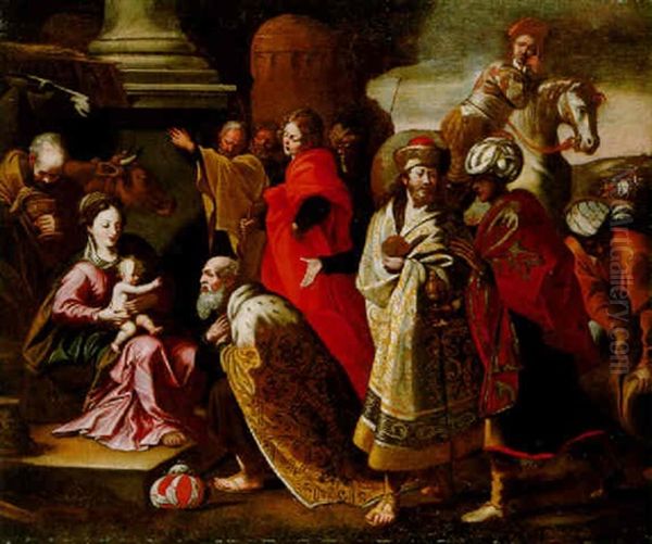 Die Anbetung Der Konige Oil Painting by Fra Semplice Da Verona