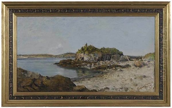 Maine Coast Oil Painting by Prosper Louis Senat