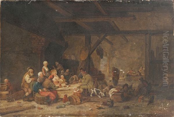 Le Repas A L'interieur D'une Ferme Oil Painting by Jacques-Albert Senave