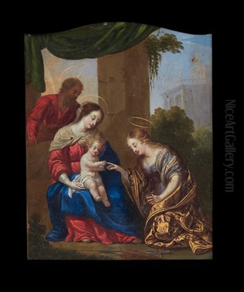 Le Mariage Mystique De Sainte Catherine Oil Painting by Jehan (Senaille or Seneil) Senelle