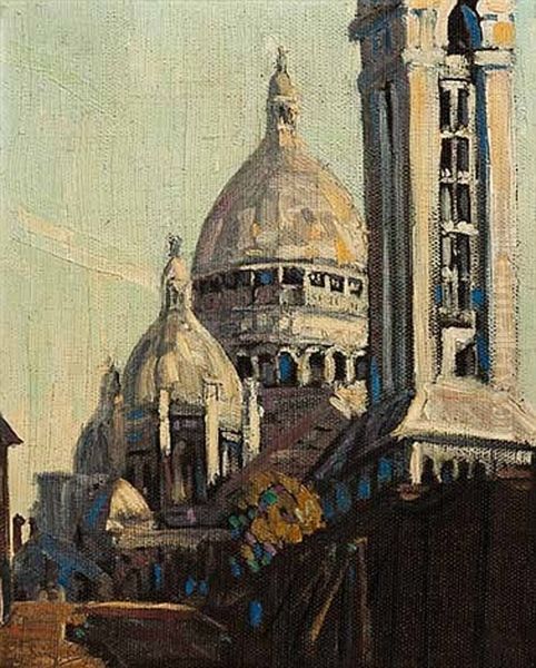 La Basilique Du Sacre Coeur De Montmatre Oil Painting by Clement (Joseph Charles Louis) Seneque