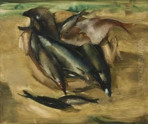 Still Life With Fish Oil Painting by Clement (Joseph Charles Louis) Seneque