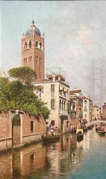 Canal Scene, Venice Oil Painting by Rafael Senet y Perez