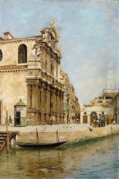 View Of Venice With Santa Maria Zobenigo Oil Painting by Rafael Senet y Perez