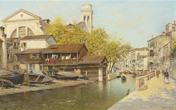 Rio San Trovaso, Venice Oil Painting by Rafael Senet y Perez