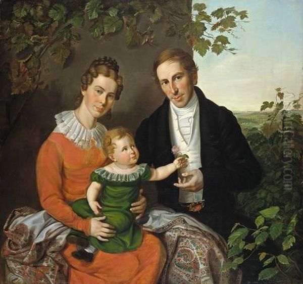 Familienbildnis Des Burgermeisters Bertram Aus Halle Oil Painting by Adolf (Carl) Senff