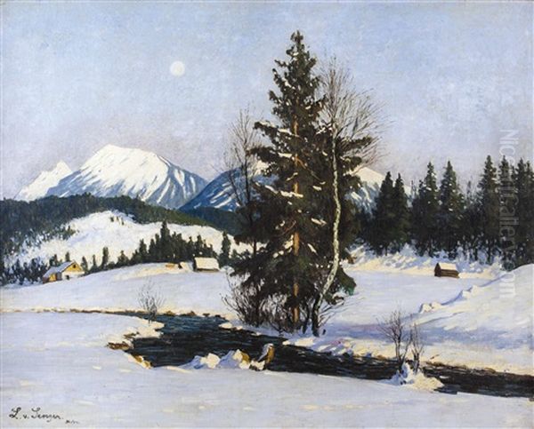 Winterliche Berglandschaft Oil Painting by Ludwig Von Senger