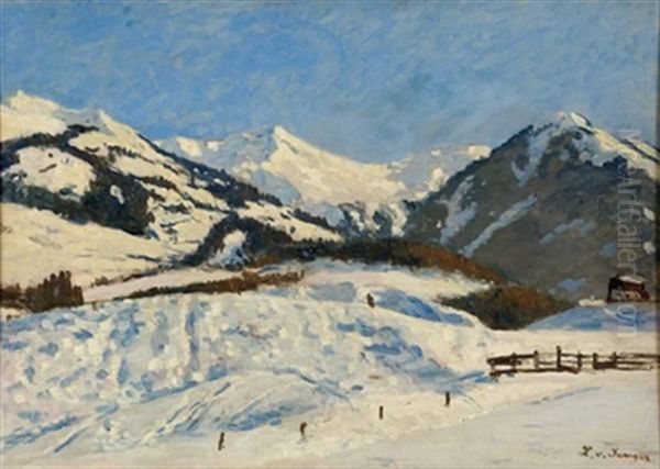 Winterlandschaft Bei Kitzbuhel Oil Painting by Ludwig Von Senger