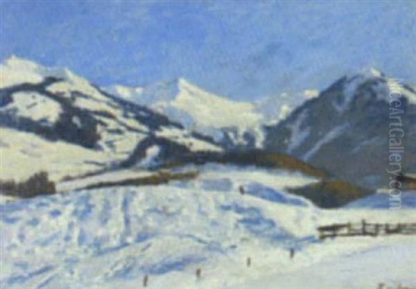 Winterlandschaft Bei Kitzbuhl Oil Painting by Ludwig Von Senger