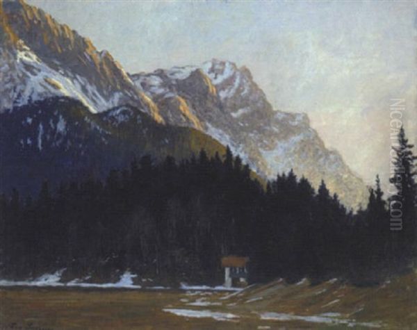 Fohnstimmung Am Watzmann Oil Painting by Ludwig Von Senger