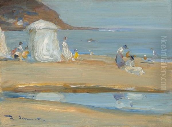 The Beach At Runswick Bay Oil Painting by Mark Senior