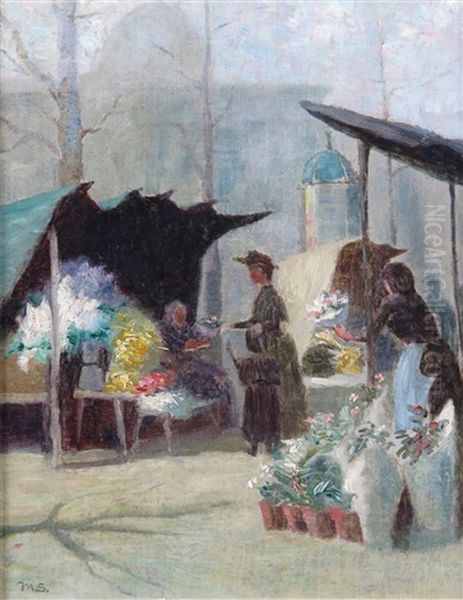 The Flower Market Oil Painting by Mark Senior