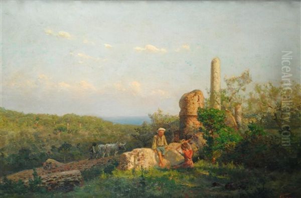 Paesaggio Con Bambini E Rovine by Pietro Senno