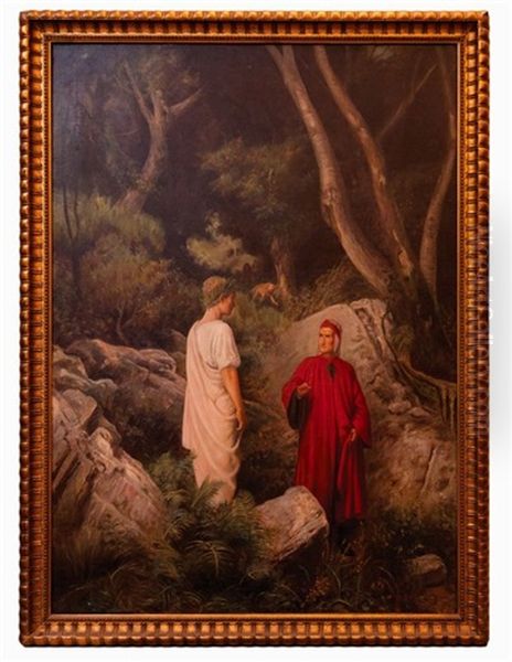 Dante Incontra Virgilio. Illustrazione Per Il Canto I Dell?inferno Oil Painting by Pietro Senno