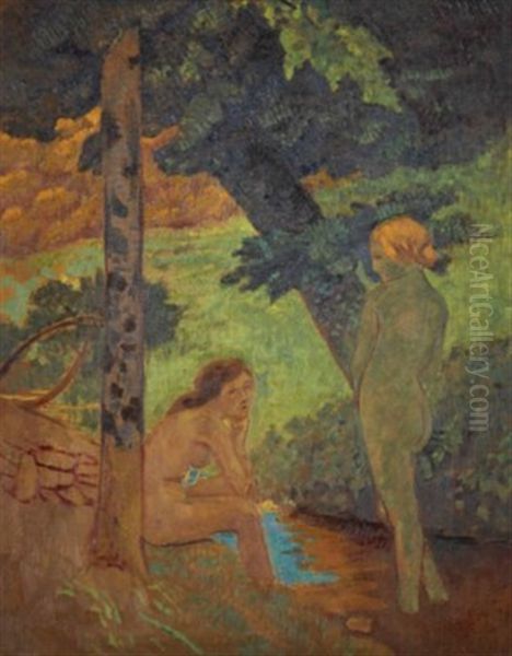 Deux Jeunes Filles Au Bain Oil Painting by Paul Serusier