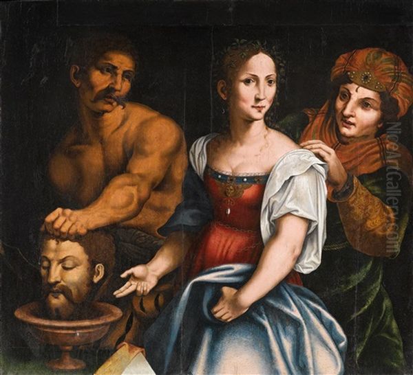 Salome With The Head Of Saint John The Baptist Oil Painting by Cesare da Sesto