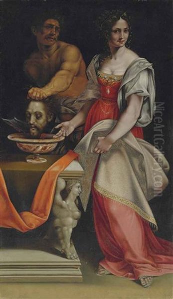 Salome With The Head Of Saint John The Baptist Oil Painting by Cesare da Sesto