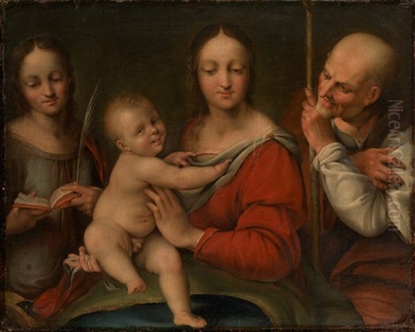 The Holy Family With St. Catherine Oil Painting by Cesare da Sesto