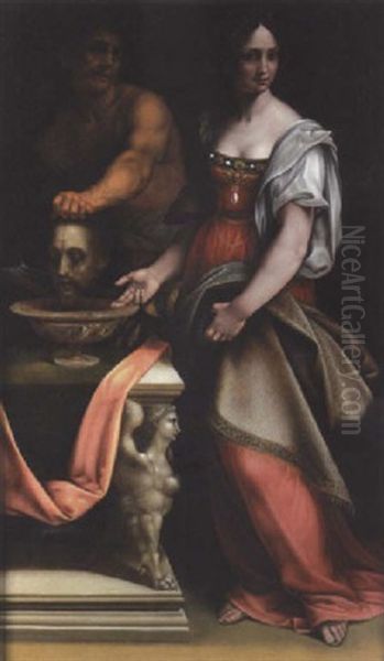 Salome With The Head Of Saint John The Baptist Oil Painting by Cesare da Sesto