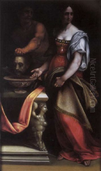 Salome With The Head Of Saint John The Baptist Oil Painting by Cesare da Sesto