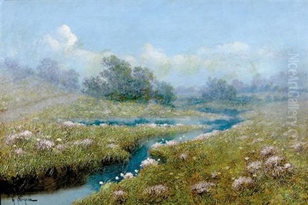 Summer Landscape With Pond by Gulbrand Sether