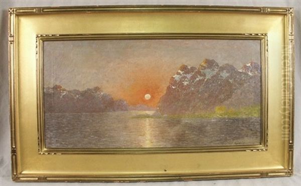 Aurora Borealis - Moonlight Study Norway Oil Painting by Gulbrand Sether