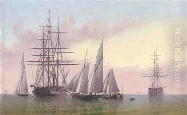 Shipping And Craft Oil Painting by William Frederick Settle