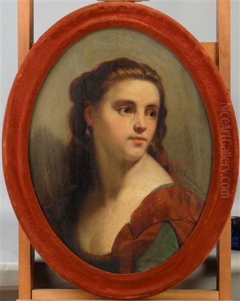 Buste De Jeune Femme Oil Painting by Joseph Van Severdonck