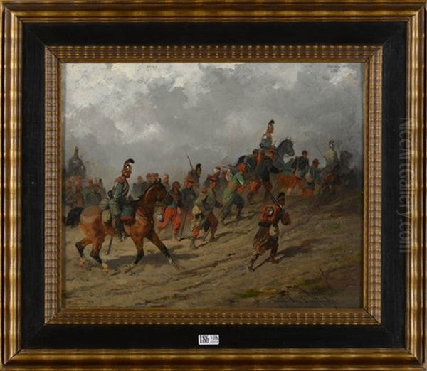 Prisonniers Francais Durant La Guerre De 1870 Oil Painting by Joseph Van Severdonck