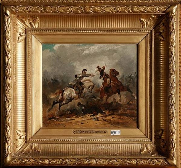 Le Choc Des Cavaleries Oil Painting by Joseph Van Severdonck