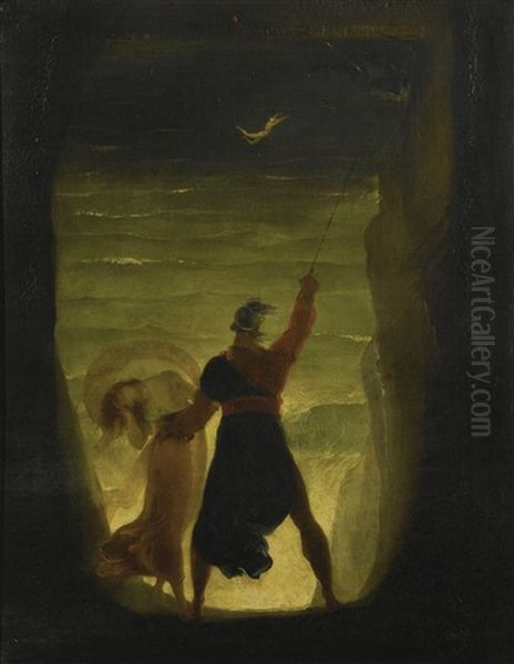 A Scene From The Tempest, Prospero And Ariel Oil Painting by Joseph Severn