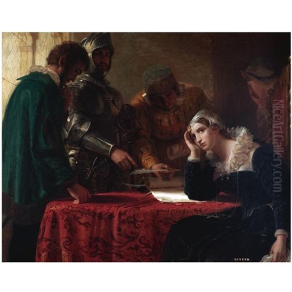 The Abdication Of Mary Queen Of Scots Oil Painting by Joseph Severn