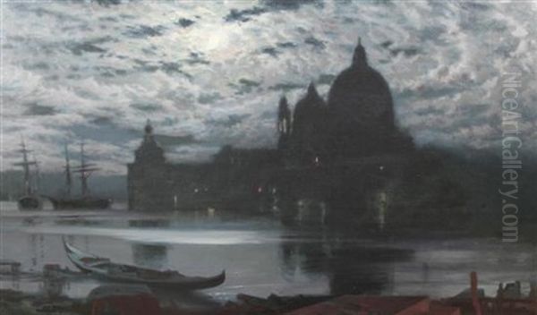 Santa Maria Della Salute In Moonlight Oil Painting by Joseph Arthur Palliser Severn