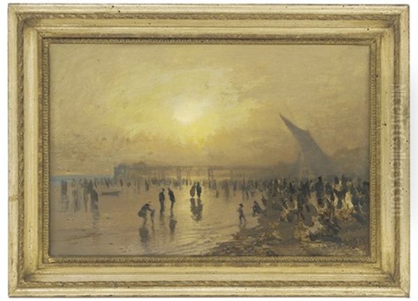 Shore Scene At Evening Oil Painting by Joseph Arthur Palliser Severn