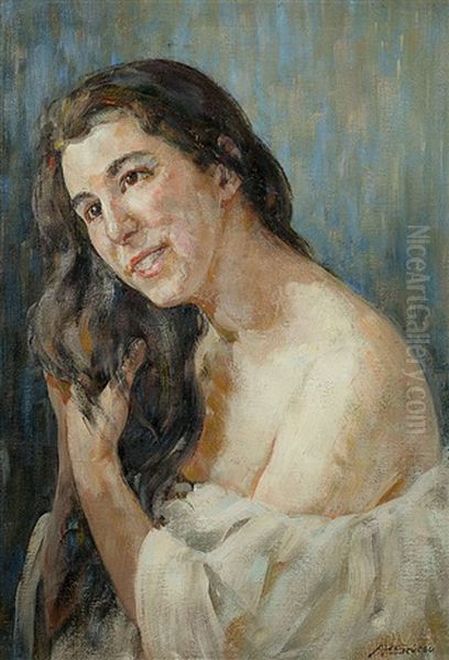 La Modella Oil Painting by Pompilio Seveso