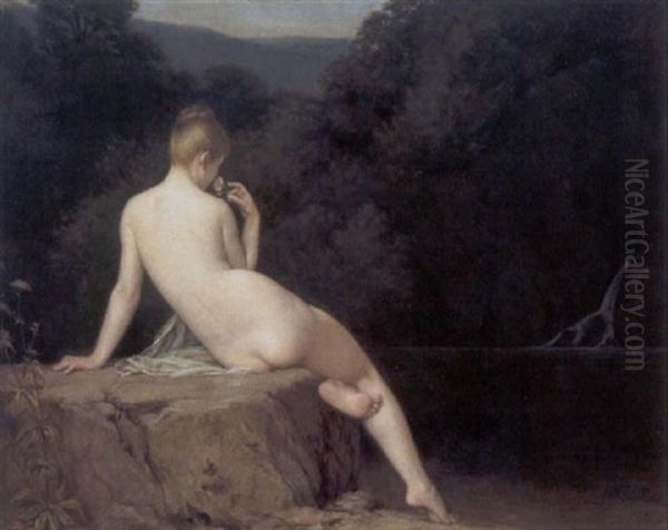 Baigneuse Au Bord Du Lac Oil Painting by Jules Marie Sevestre