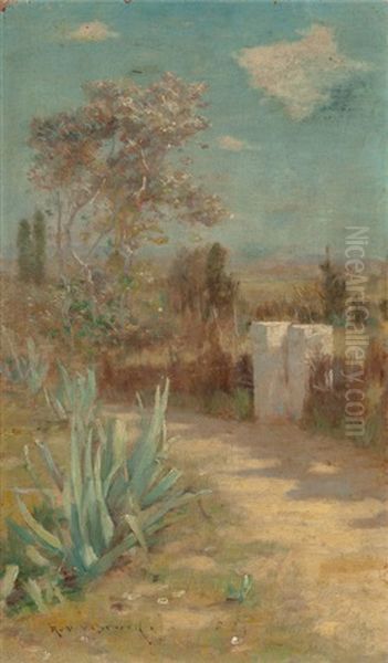 Path Through A Desert Landscape Oil Painting by Robert Van Vorst Sewell