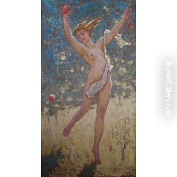 Untitled With Apple Oil Painting by Robert Van Vorst Sewell