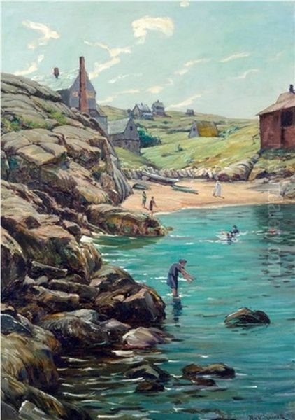 Swim Beach, Monhegan Oil Painting by Robert Van Vorst Sewell