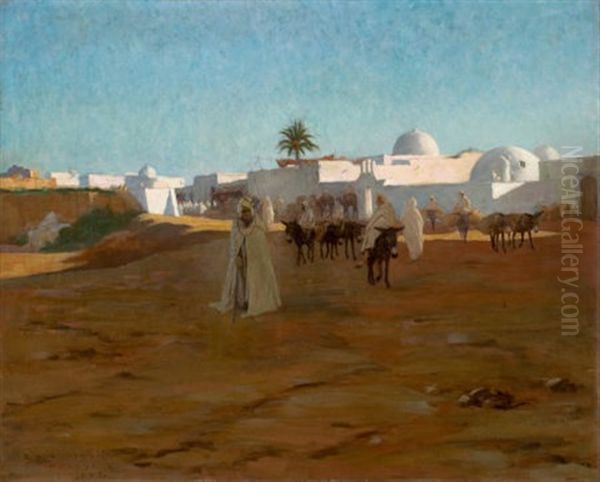 Tunisian Village Oil Painting by Robert Van Vorst Sewell