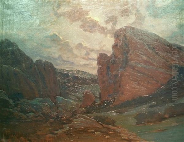 A Mountainous Landscape Oil Painting by Robert Van Vorst Sewell