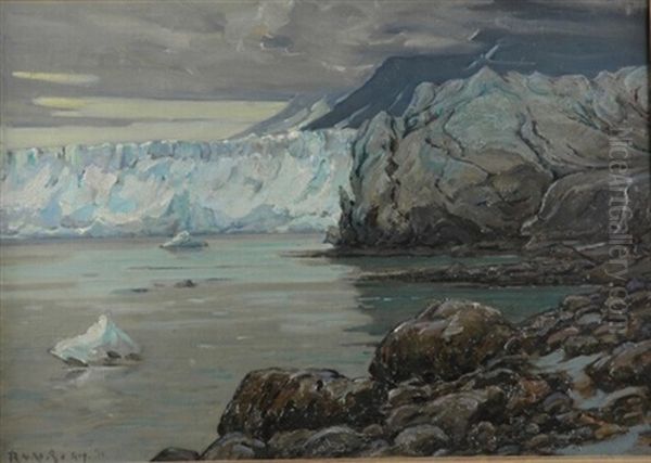 Childs Glacier From The North, Cordova, Alaska Oil Painting by Robert Van Vorst Sewell